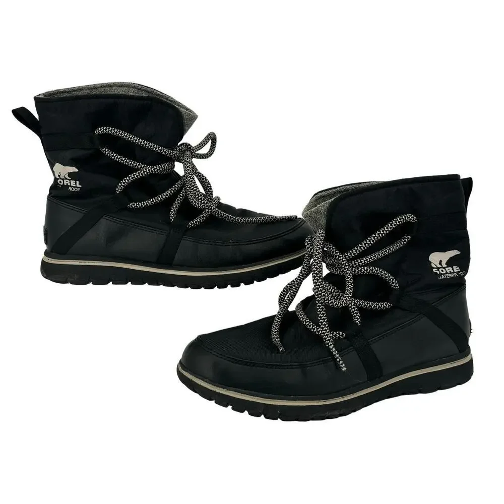 Sorel Boot Size 8 Black Cozy Explorer Waterproof Winter‎ Snow Fleece Lined